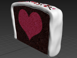 Chocolate Cake With Heart Slice 3D Model