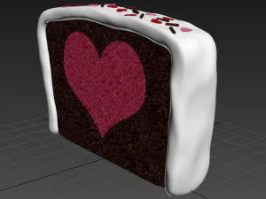 Chocolate Cake With Heart Slice 3D Model