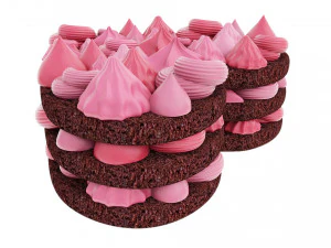 Heart-Shaped Chocolate Cake 3D Model
