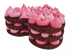 Heart-Shaped Chocolate Cake 3D-Modell