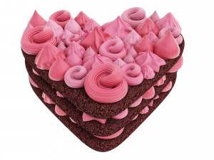 Heart-Shaped Chocolate Cake 3D-Modell