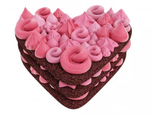 Heart-Shaped Chocolate Cake 3D Model