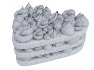 Heart-Shaped Chocolate Cake 3D Model
