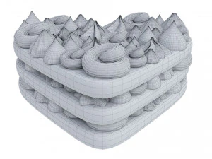 Heart-Shaped Chocolate Cake 3D Model