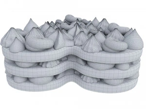 Heart-Shaped Chocolate Cake 3D Model