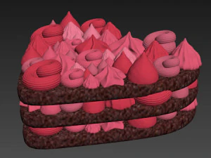Heart-Shaped Chocolate Cake 3D Model