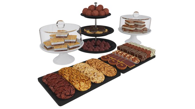 Chocolate and Cookies 3D मॉडल .c4d .max .obj .3ds .fbx .stl .blend 