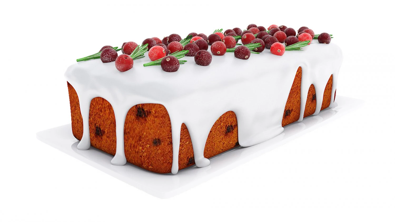 Cranberry Loaf Cake 3D Model .c4d .max .obj .3ds .fbx .stl .blend 
