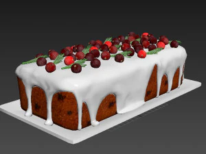 Cranberry Loaf Cake 3D Model