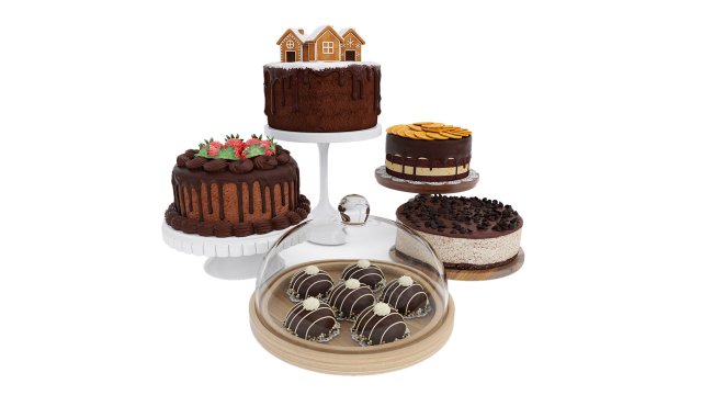 Chocolate Cakes 3D मॉडल .c4d .max .obj .3ds .fbx .stl .blend 