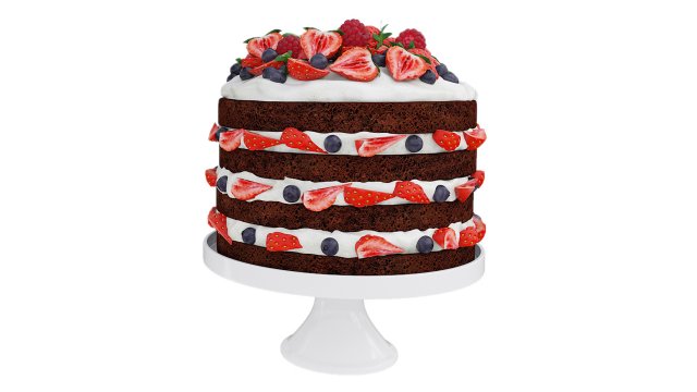 Berry Chocolate Cake Stand 3D Model .c4d .max .obj .3ds .fbx .stl .blend 