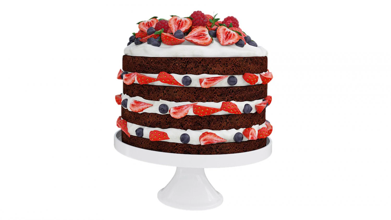 Berry Chocolate Cake Stand 3D Model .c4d .max .obj .3ds .fbx .stl .blend