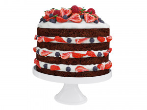 Berry Chocolate Cake Stand 3D Model