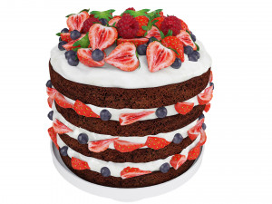 Berry Chocolate Cake Stand 3D Model