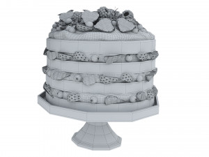 Berry Chocolate Cake Stand 3D Model