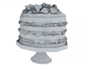 Berry Chocolate Cake Stand 3D Model