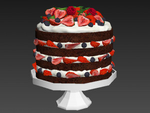 Berry Chocolate Cake Stand 3D Model
