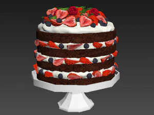 Berry Chocolate Cake Stand 3D Model