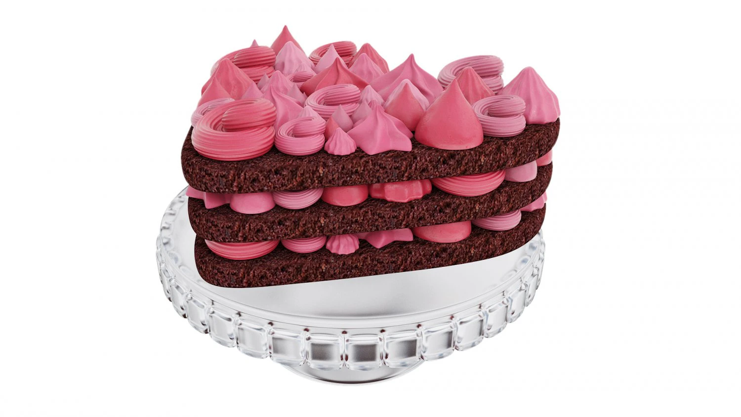 Heart-Shaped Chocolate Cake Stand 3D Model .c4d .max .obj .3ds .fbx .stl .blend