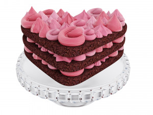 Heart-Shaped Chocolate Cake Stand 3D Model