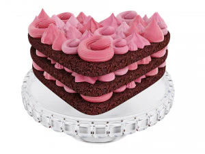 Heart-Shaped Chocolate Cake Stand 3D Model
