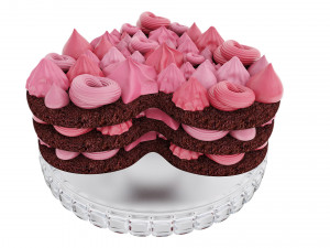 Heart-Shaped Chocolate Cake Stand 3D Model