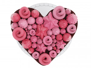 Heart-Shaped Chocolate Cake Stand 3D Model