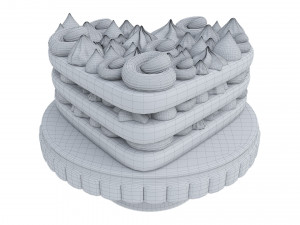 Heart-Shaped Chocolate Cake Stand 3D Model