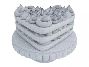 Heart-Shaped Chocolate Cake Stand 3D Model