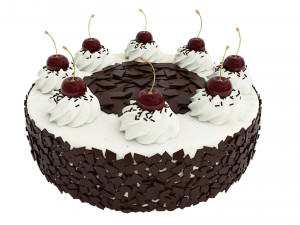 Cherry Chocolate Cake 3D Model