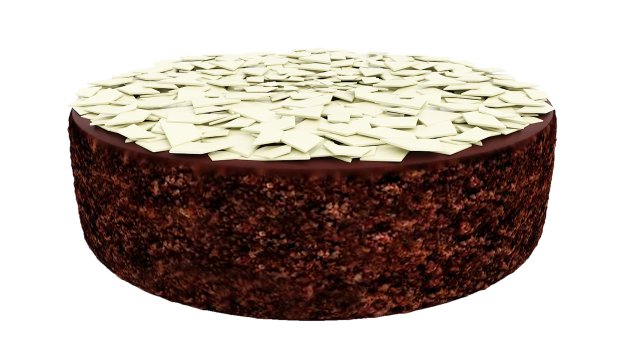 Chocolate Cake With White Chocolate 3D Model .c4d .max .obj .3ds .fbx .stl .blend 