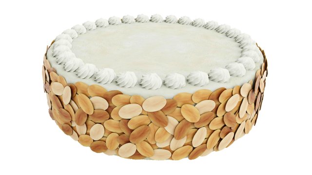 Vanilla Cake With Almond 3D Model .c4d .max .obj .3ds .fbx .stl .blend 