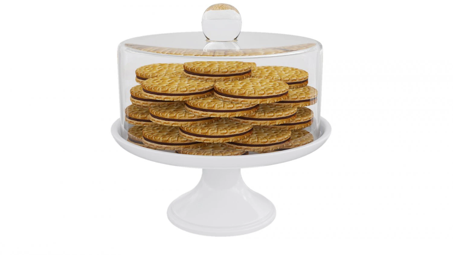 Round Cookie With Chocolate White Stand 3D Model .c4d .max .obj .3ds .fbx .stl .blend 