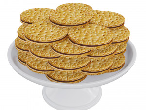 Round Cookie With Chocolate White Stand Model 3D