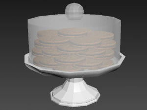 Round Cookie With Chocolate White Stand 3D Model