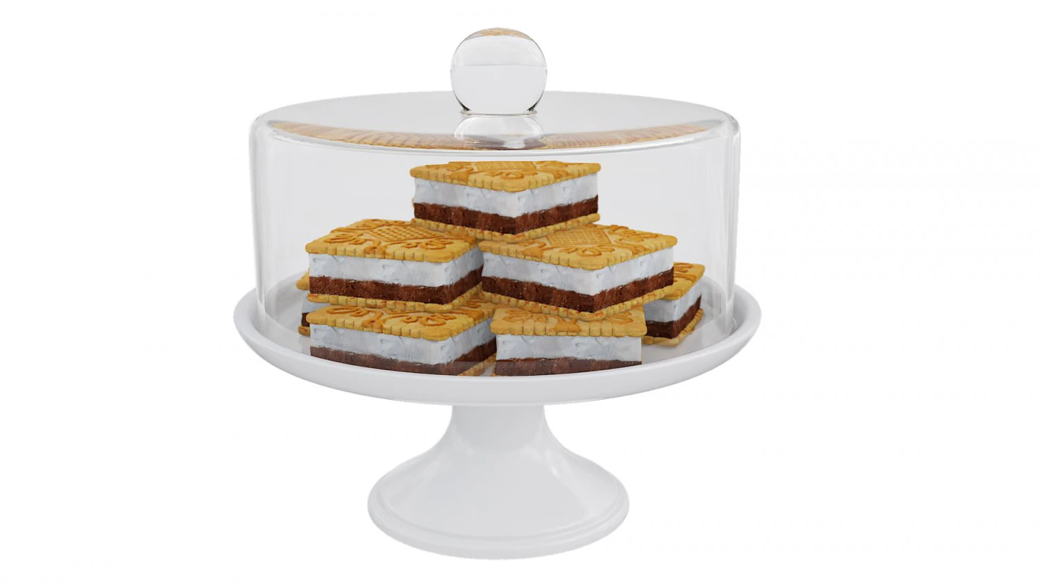 Sandwich Cookie White Stand 3D Model .c4d .max .obj .3ds .fbx .stl .blend 