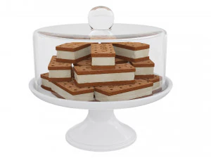 चॉकलेट सैंडविच कुकी व्हाइट स्टैंड 3D मॉडल