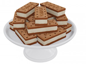 Chocolate Sandwich Cookie White Stand 3D Model