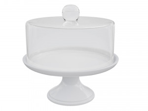 White Cake Stand and Glass Dome 3D Model