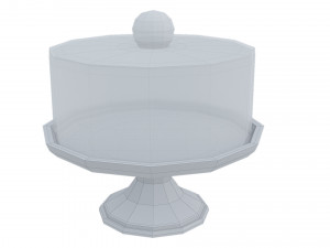 White Cake Stand and Glass Dome 3D Model