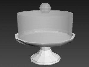 White Cake Stand and Glass Dome 3D Model