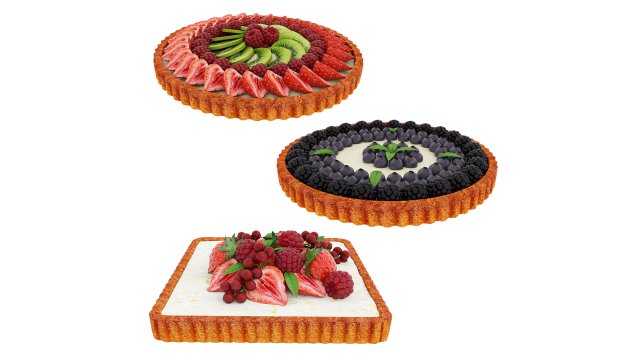 Fruit Berry Tart Collection 3D Модель .c4d .max .obj .3ds .fbx .stl .blend 