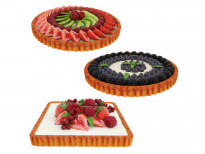Fruit Berry Tart Collection 3D Model