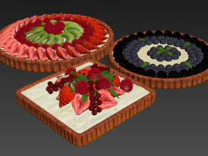 Fruit Berry Tart Collection 3D Model