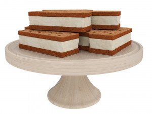Chocolate Sandwich Cookie Wooden Stand Modello 3D
