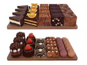 Plateaux de desserts au chocolat Modèle 3D