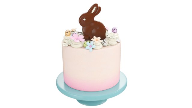 Easter Cake With Chocolate Bunny 3D 模型 .c4d .max .obj .3ds .fbx .stl .blend 