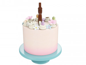Easter Cake With Chocolate Bunny 3D 模型