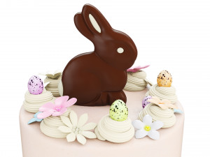 Easter Cake With Chocolate Bunny 3D 模型