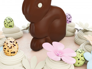 Easter Cake With Chocolate Bunny 3D 模型